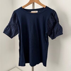LOFT Navy Puff Sleeve Short-Sleeve Tee